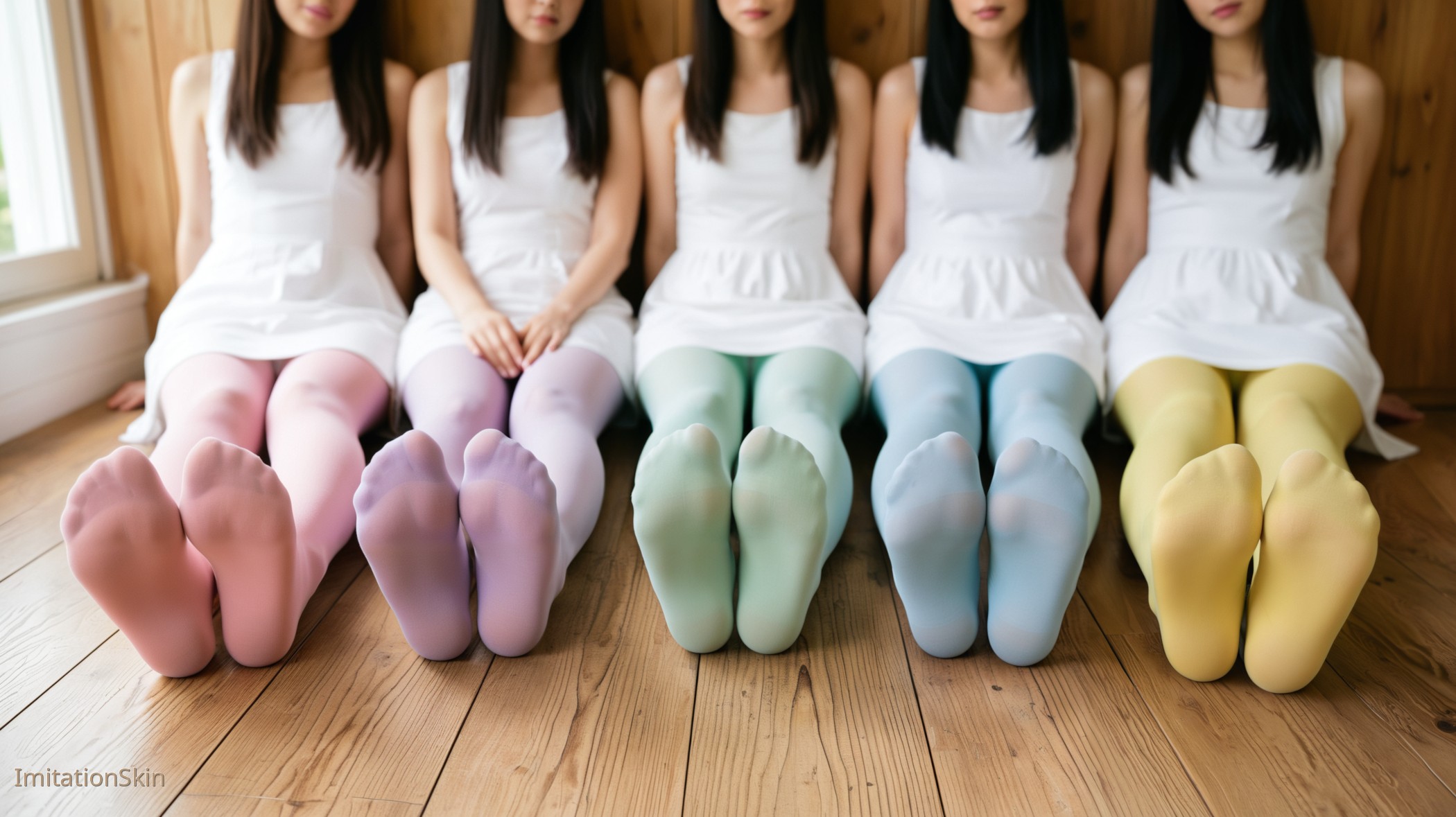 カラーパンストのつま先がたくさん並んでいる画像